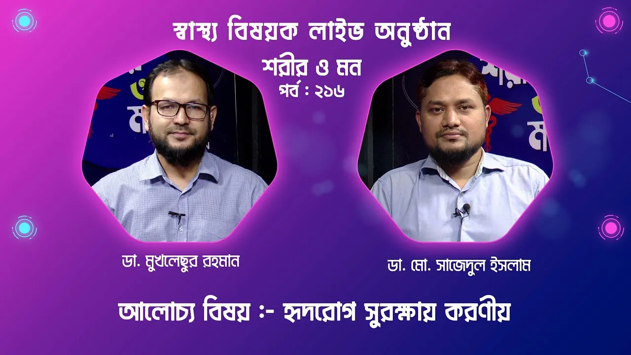 হৃদরোগ সুরক্ষায় করণীয় | শরীর ও মন - ২১৬ | ডা. মো. সাজেদুল ইসলাম; হৃদরোগ বিশেষজ্ঞ